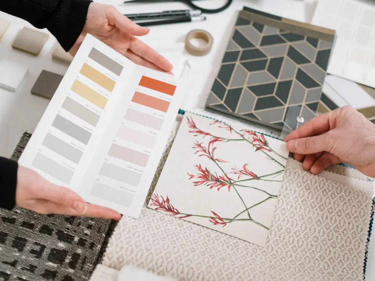 Coordinated colour, textile and finish selections for an interior design project